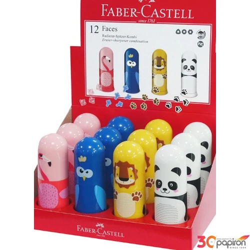 Faber-Castell hegyező 1lyukú tartályos kerek 4féle mintával Fa prémium minőségű termék 583513
