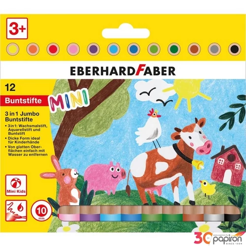Eberhard Faber színes ceruza 12db-os "3in1" MINI KIDS 10mm-es heggyel