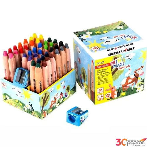 Eberhard Faber Színes ceruza 40db-os Jumbo MINIMAXI KÉSZLET 3in1 + 2db hegyező
