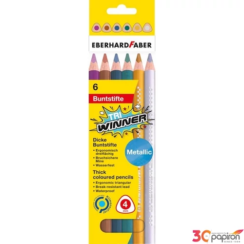 Eberhard Faber színes ceruza 6db-os, tri winner metál háromszögletű