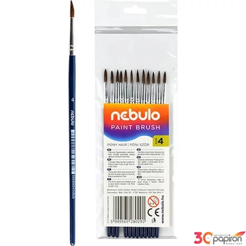 Ecset No.4 Nebulo kerek festett fanyél, hegyes, póniszőr Iskolaszerek Nebulo HE-1-4-F