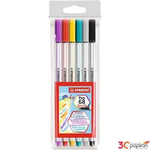 Ecsetiron készlet 6 Stabilo Pen 68' Brush 6színű készlet Írószerek STABILO 568/06-11