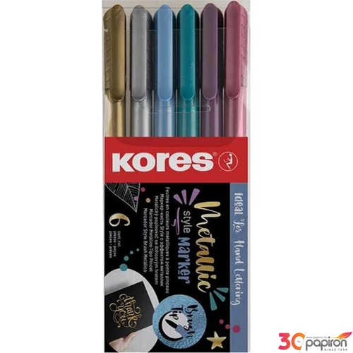 Ecsetiron készlet Kores Metallic Style, 6 metál szín