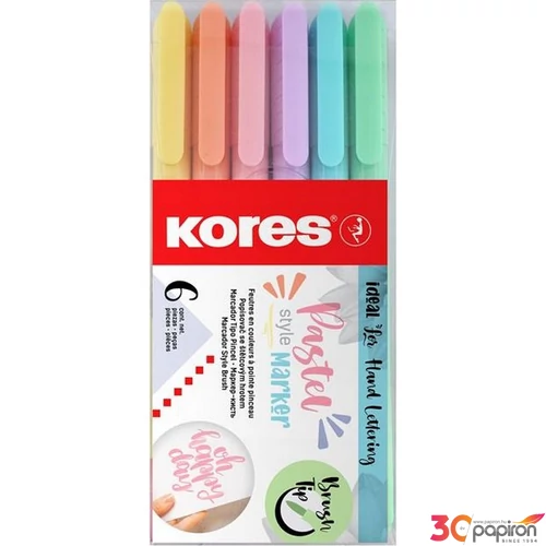 Ecsetiron készlet Kores Pastel Style, 6 pasztell szín