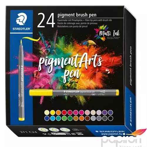 Ecsetiron készlet Staedtler Pigment Brush 371, 24 Különböző Szín 