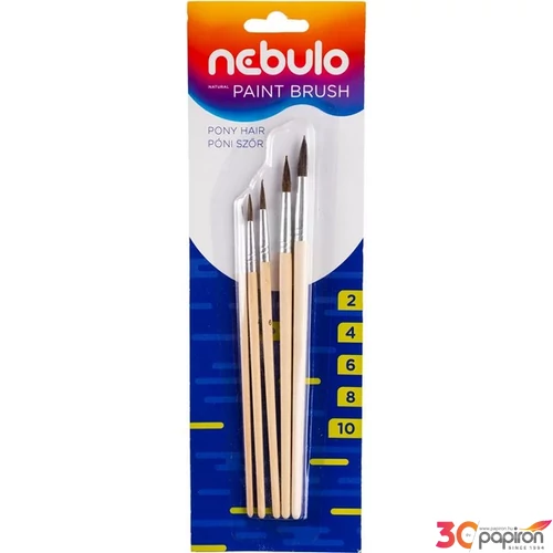 Ecsetkészlet 5db-os Nebulo natúr fanyél, póniszőr No.2-4-6-8-10 Iskolaszerek Nebulo HEK-N-5