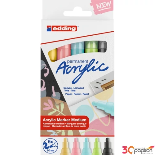 Edding 5100/5 Akril marker M (2-3 Mm) 5 Pastel Szín