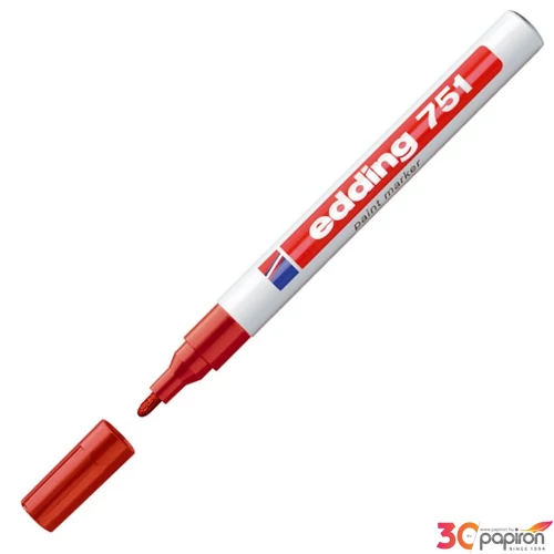 Edding 751 kerek hegyű piros lakkmarker 1-2mm jelölésre Üveg, porcelán, műanyag, fém