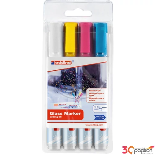 Edding 95 ABLAK MARKER 4kszl. GLASS MARKER 4készlet D10 kerek hegyűvonalvastagság:2-3mm