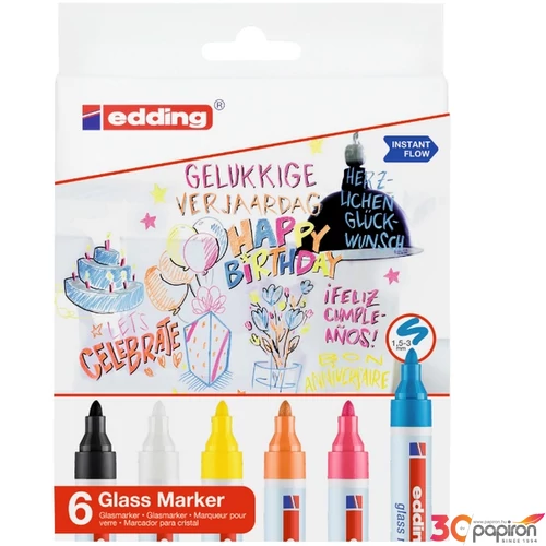 Edding 95 ABLAK MARKER 6kszl. GLASS MARKER 6készlet D10 kerek hegyűvonalvastagság:2-3mm