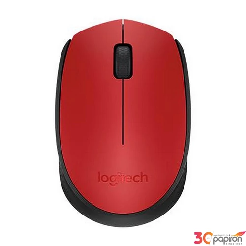Egér vezeték nélküli optikai közepes méret USB LOGITECH M171 piros