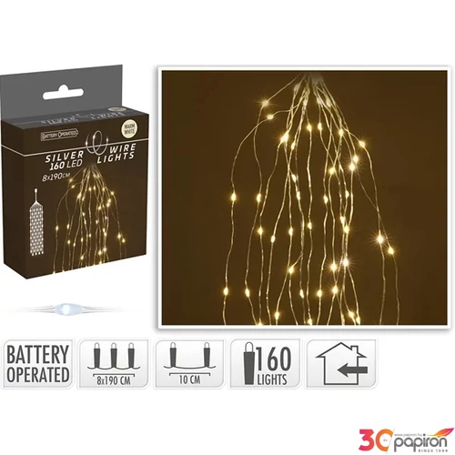 Égősor fényfűzér 8x30 led '24 8 sor x 30 ledes fényszalag, karácsonyi fények, világítás középfehér kpm