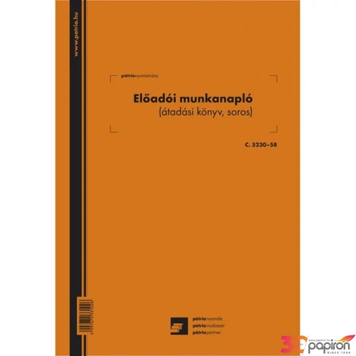 Ny C 5230-58 előadói munkaköny Előadói munkakönyv A4 álló 20lapos