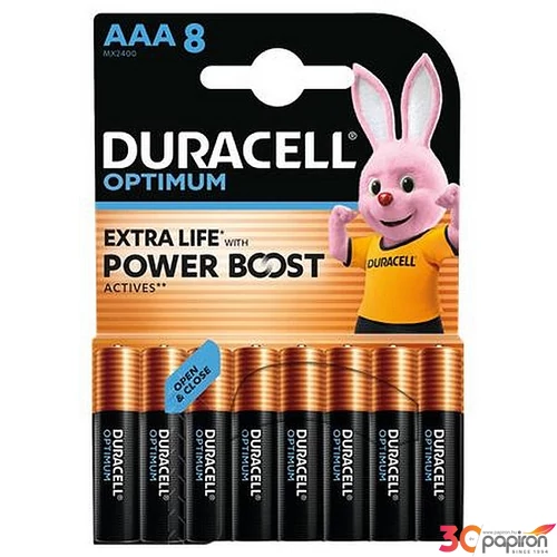 Elem AAA mikro 8 db műanyagmentes DURACELL "Optimum