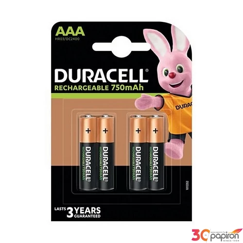 Elem Duracell AAA Recharge Plu 1, 2V 750mAh mikró méretű akkumulátor Kiszerelés: 4db/bliszter