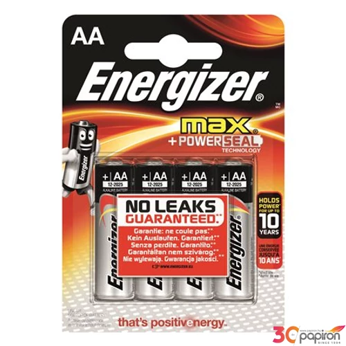 Elem Energizer AA ceruza Max 4db-os AA-LR6 Elem, AA ceruza, 4 db, ENERGIZER "Max