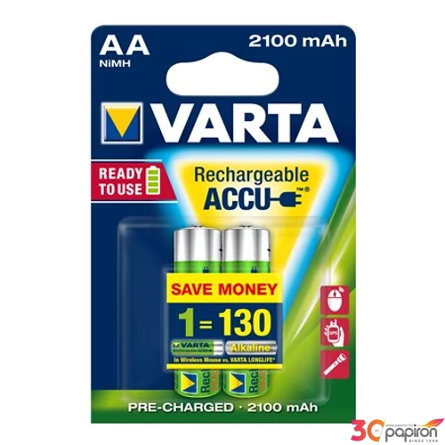 Elem tölthető Varta AA 2X2100mAh, előtöltött, 2db-os Longlife Accu