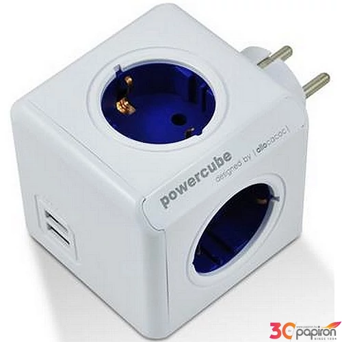 Elosztó 4 aljzat Allocacoc 2 USB csatlakozó PowerCube Original USB DE fehér-kék