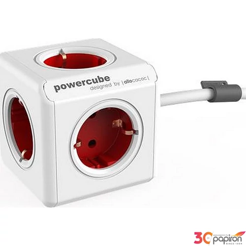Elosztó 4 aljzat Allocacoc 1 rögzítő elem 1,5 m PowerCube Extended DE fehér-piros