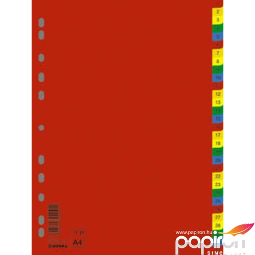 Elválasztó regiszter A4 Donau műanyag 1-31-ig színes Iratrendezés DONAU 7736095PL-99