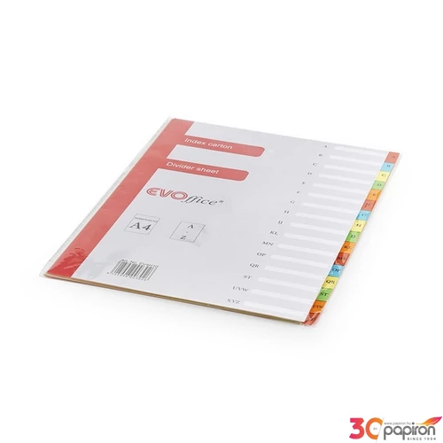 Elválasztólap A4 regiszteres Evoffice, színes karton A-Z