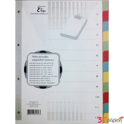 Elválasztólap Fornax a/4 225x297 karton, 12 regiszter