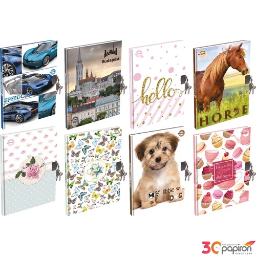 Emlékkönyv A5 T-Creativ 48lapos sima extra keményfedelű lakattal vegyes mintával T-Creativ