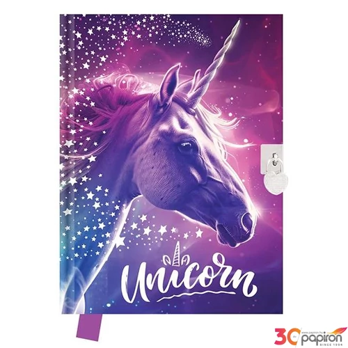 Emlékkönyv A5 UNIOR Unicorn szív alakú lakattal DBL36-K24