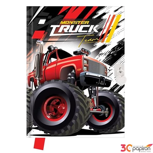Emlékkönyv A5 JUNIOR Monster Truck Team szív alakú lakattal DBL36-L24