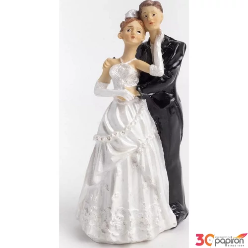 Esküvői dekor Porcelán Esküvői Pár Fek/Feh 6x13,8Cm