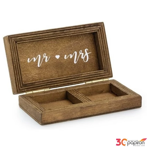 Esküvői gyűrűdoboz fa, 10x5,5x2cm
