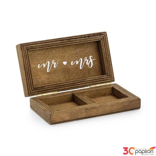 Esküvői gyűrűtartó doboz fa 10x5,5cm 
