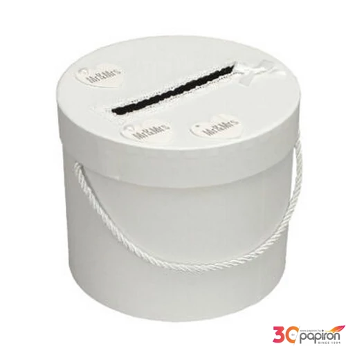 Esküvői persely fehér, henger alakú 19cm