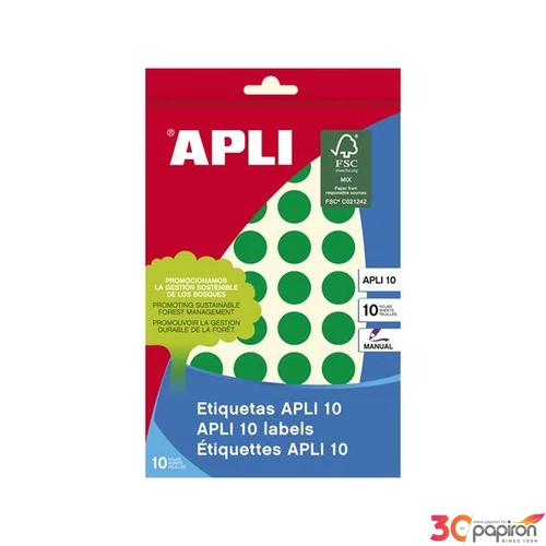 Etikett Apli körcímke 16mm zöld 58ap/csomag Apli 2741 minőségi etikettek