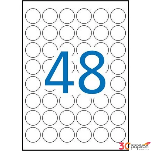 Etikett címke Apli 30 mm kör, poliészter, időjárásálló fehér,960 etikett/csomag