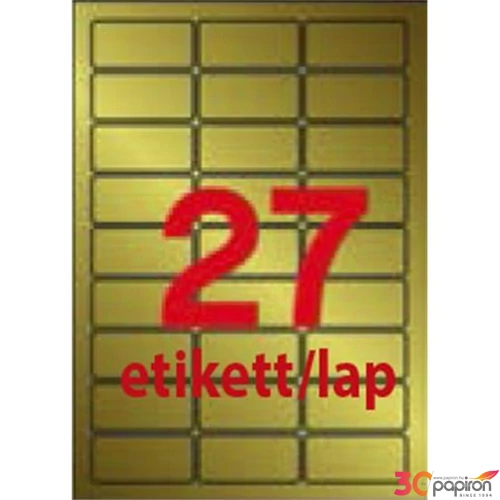 Etikett címke Apli lézernyomtatókhoz és fénymásológépekhez 63,5x29,6mm,matt arany 540 etikett/csoma