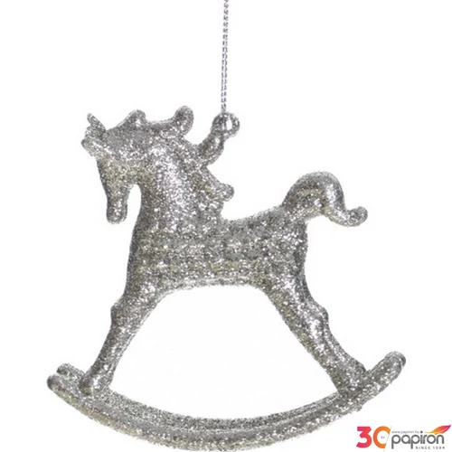 Karácsonyi 11cm hintaló dísz e glitteres 11x11 Dekor trend 2019/20