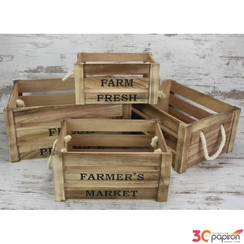Fa rekesz L-es barna 27,5x37,5cm, mag:18cm Fa láda