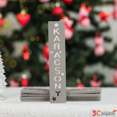 Fa biléta feliratos Karácsony feliratos biléta, 4db/csom Szürke, 2x10cm