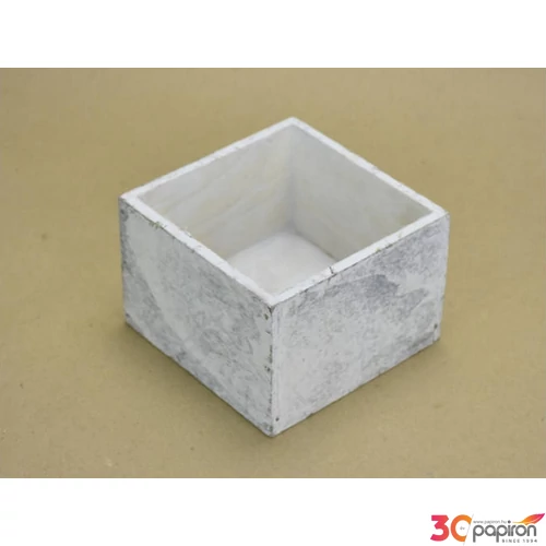 Fa dekor tároló szürke festett, 11x11x8cm GRAVÍROZHATÓ!