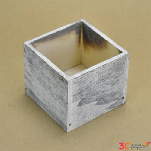 Fa dekor tároló szürke festett, 9x9x8cm GRAVÍROZHATÓ!
