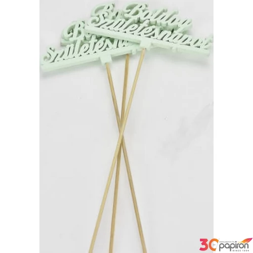 Fa dekorfelirat 12,5x29, 5cm- Beszúrós -Boldog születésnapot- felirat menta