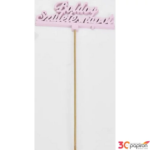 Fa dekorfelirat 12,5x29, 5cm- Beszúrós -Boldog születésnapot- felirat pink 4db/csomag