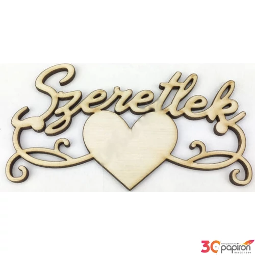 Fa dekorfelirat 7x12cm-es Szeretlek felirat szívvel