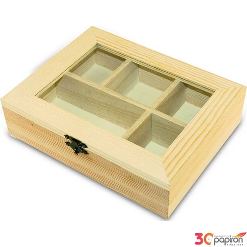 Fa doboz 5 rekeszes 20,5 x 16 x 5,5cm festhető,gravírozható