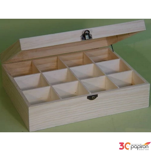 Fa doboz 12 rekeszes 30x23x9cm