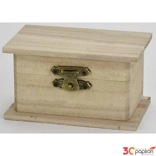 Fa doboz kicsi hosszú tetős natúr 9x5,5x5cm-es csatos zárral GRAVÍROZHATÓ! CRL1016