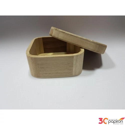 Fa doboz peremes lekerekített 14x14,5x5, fedeles