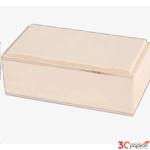 Fa doboz téglalap alakú natúr 17,7x9x6,5cm-es, felhajtható tetős
