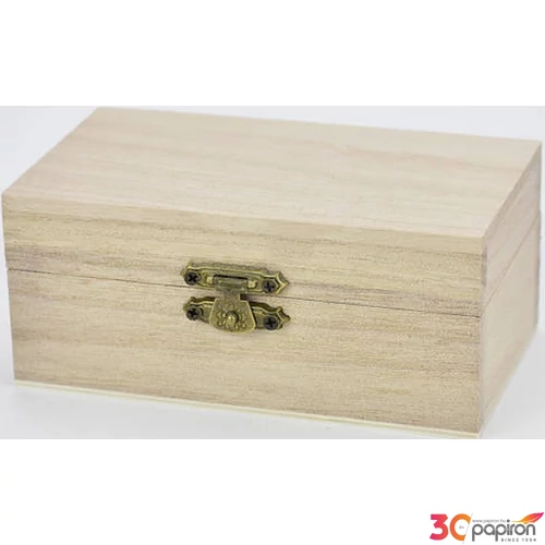 Fa doboz téglalap alakú natúr 12x7x5cm-es csatos zárral GRAVÍROZHATÓ! CRL1022